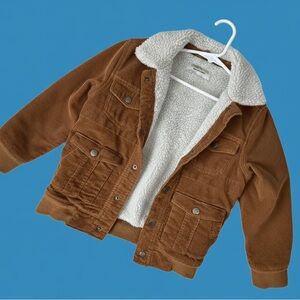 Kids Brown Corduroy Jacket with Sherpa Lining